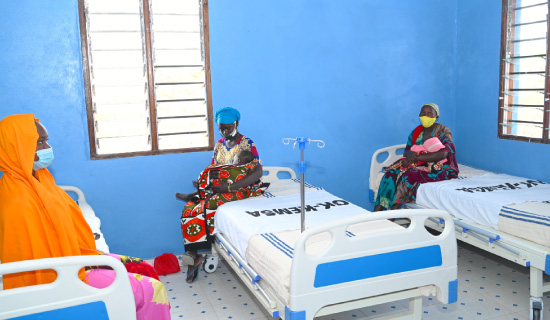 Mothers and children receiving healthcare services in the newly constructed maternity ward