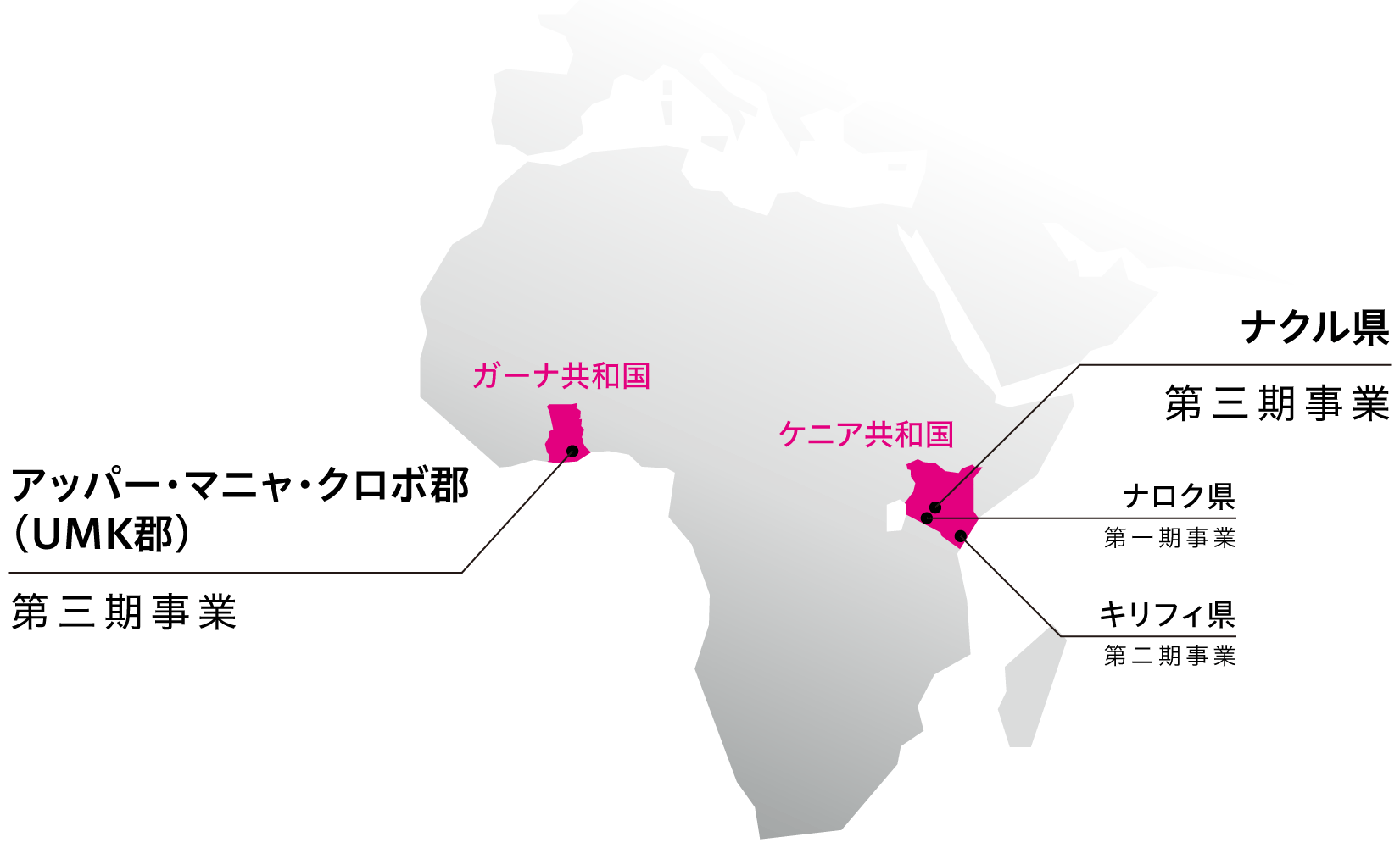 ケニア、ガーナ　地図