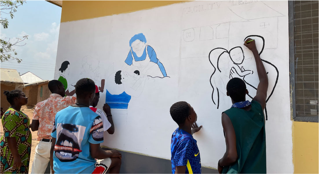Painting workshop held at  a maternity waiting house 