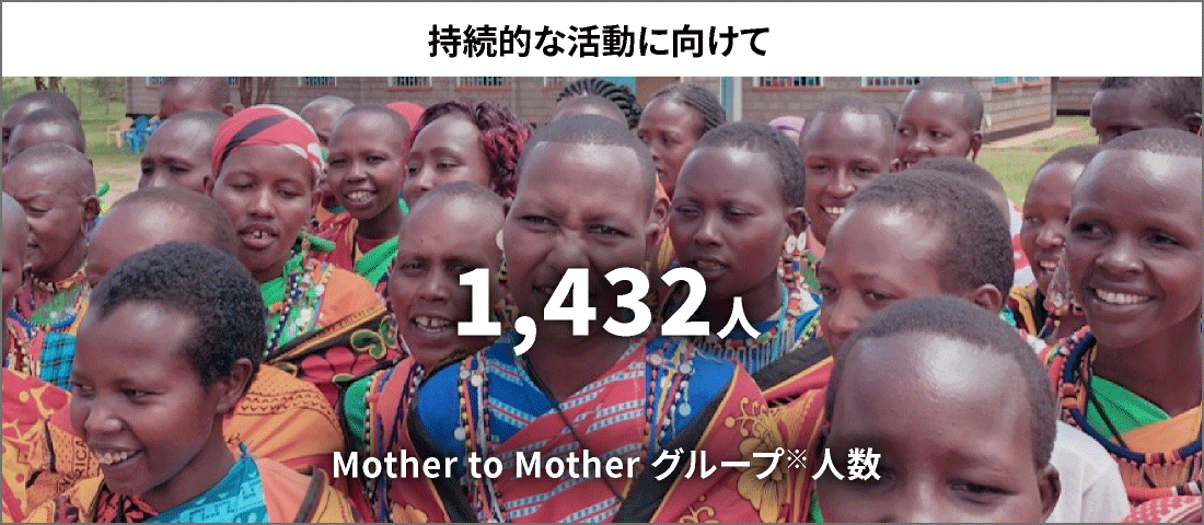 持続的な活動に向けて。Mother to Mother グループ人数、XXX人。