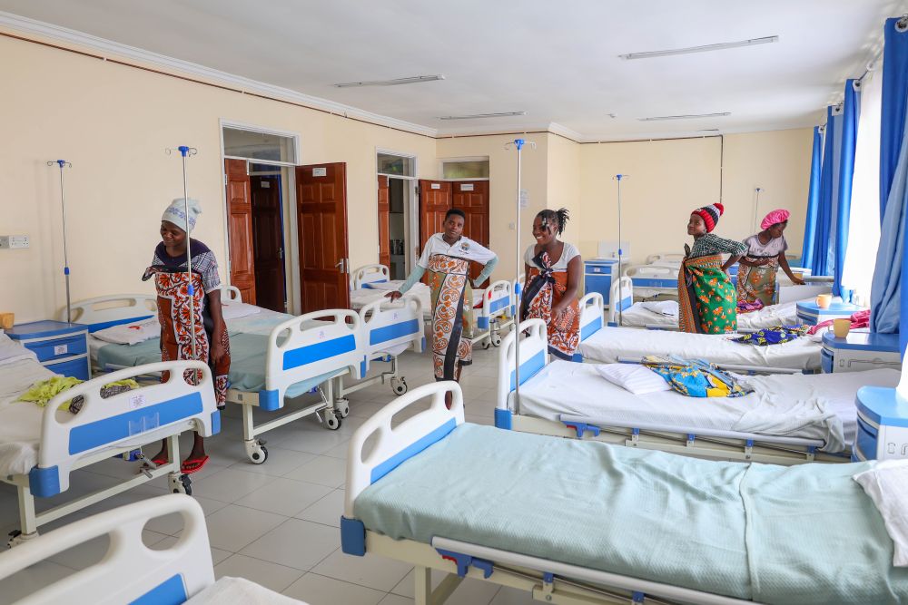 Mothers using the new maternity block